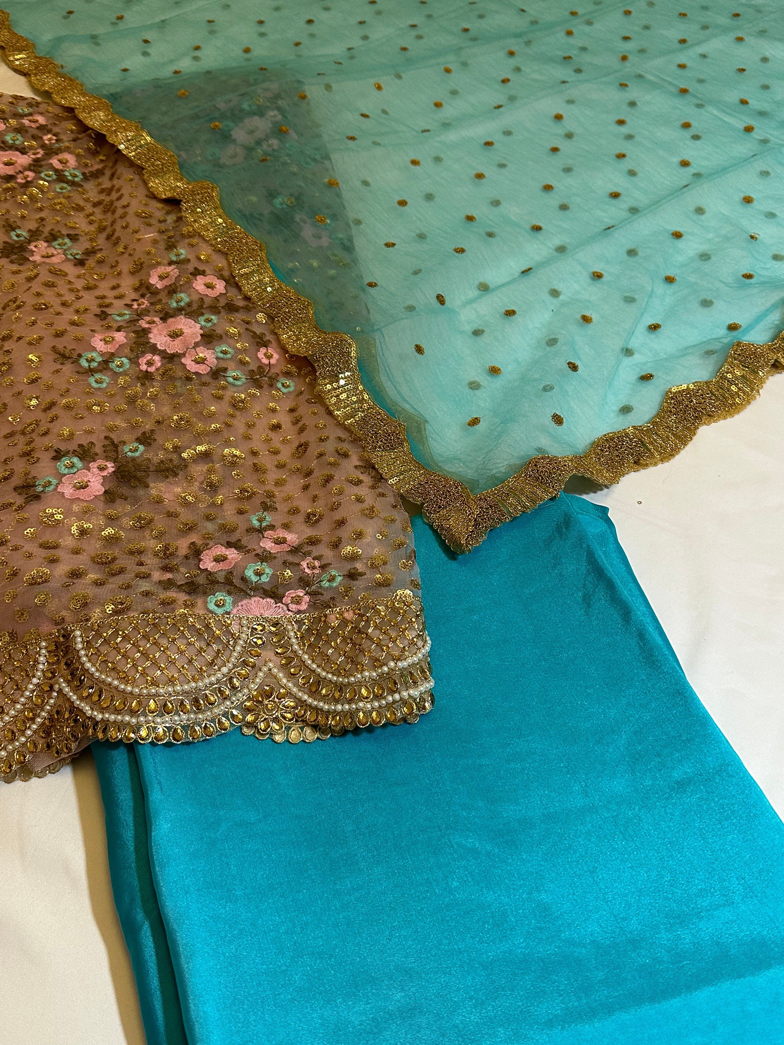 Unstitched Blue and Gold Suit
