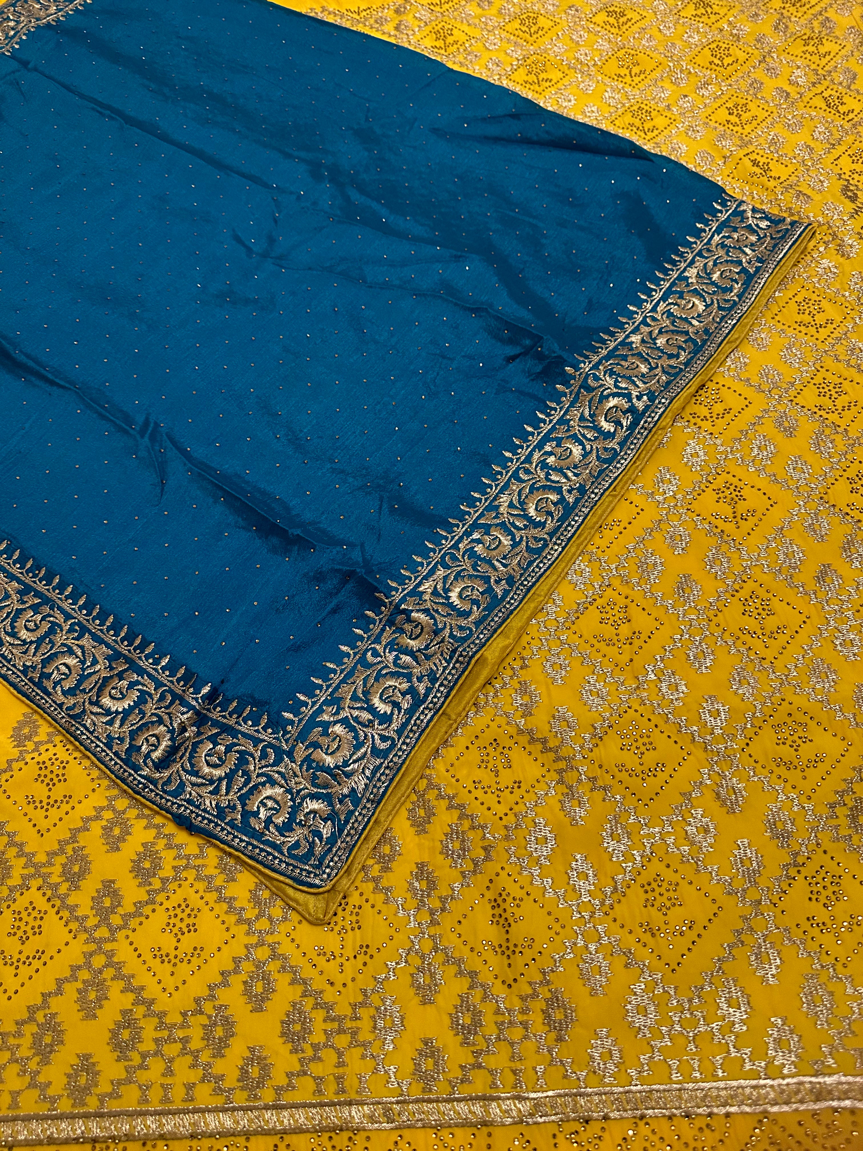 Yellow and Blue Unstitched Suit