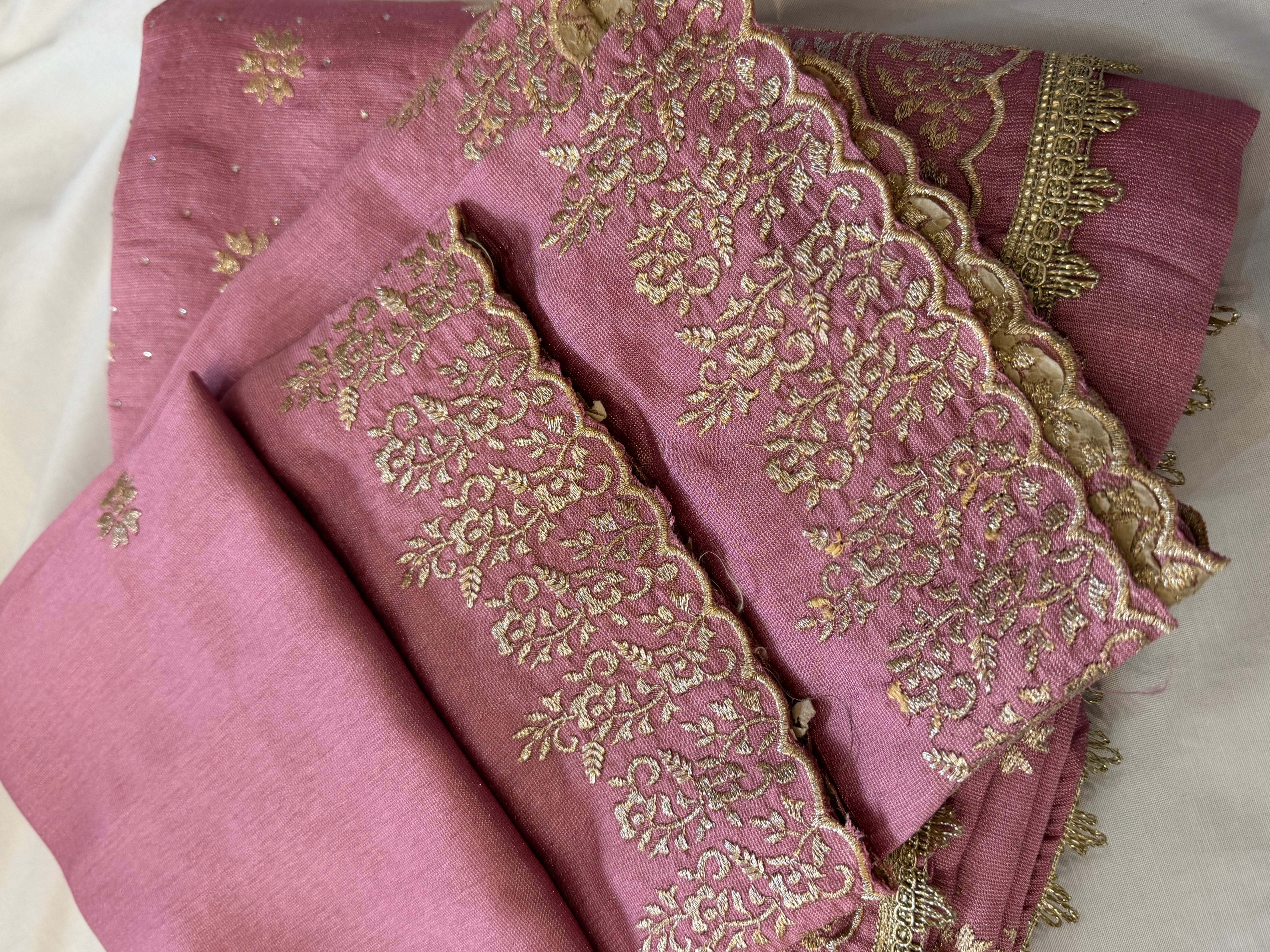 Pink Silk unstitched suit