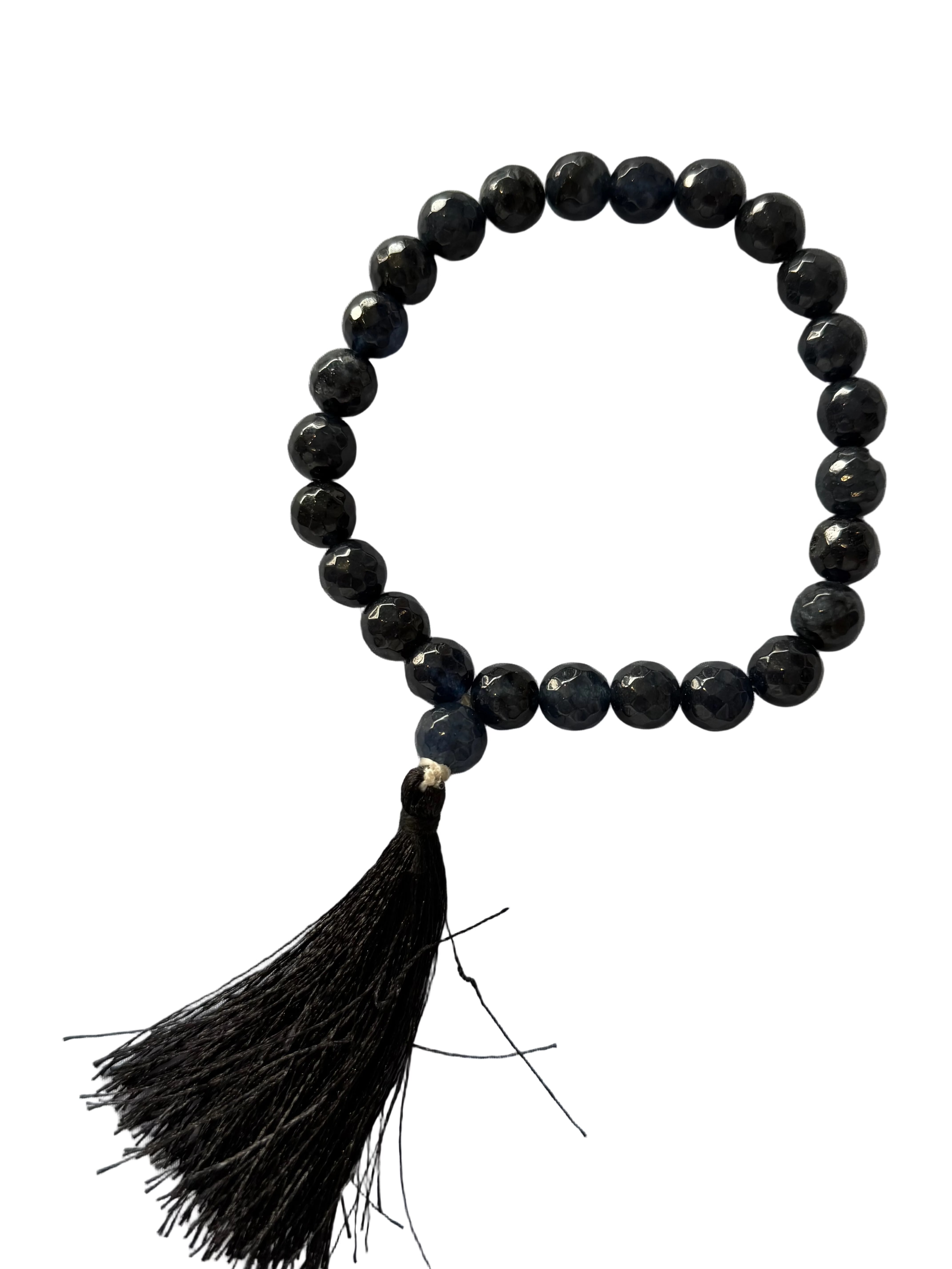 Black Faceted Bead Mala – 26 Beads
