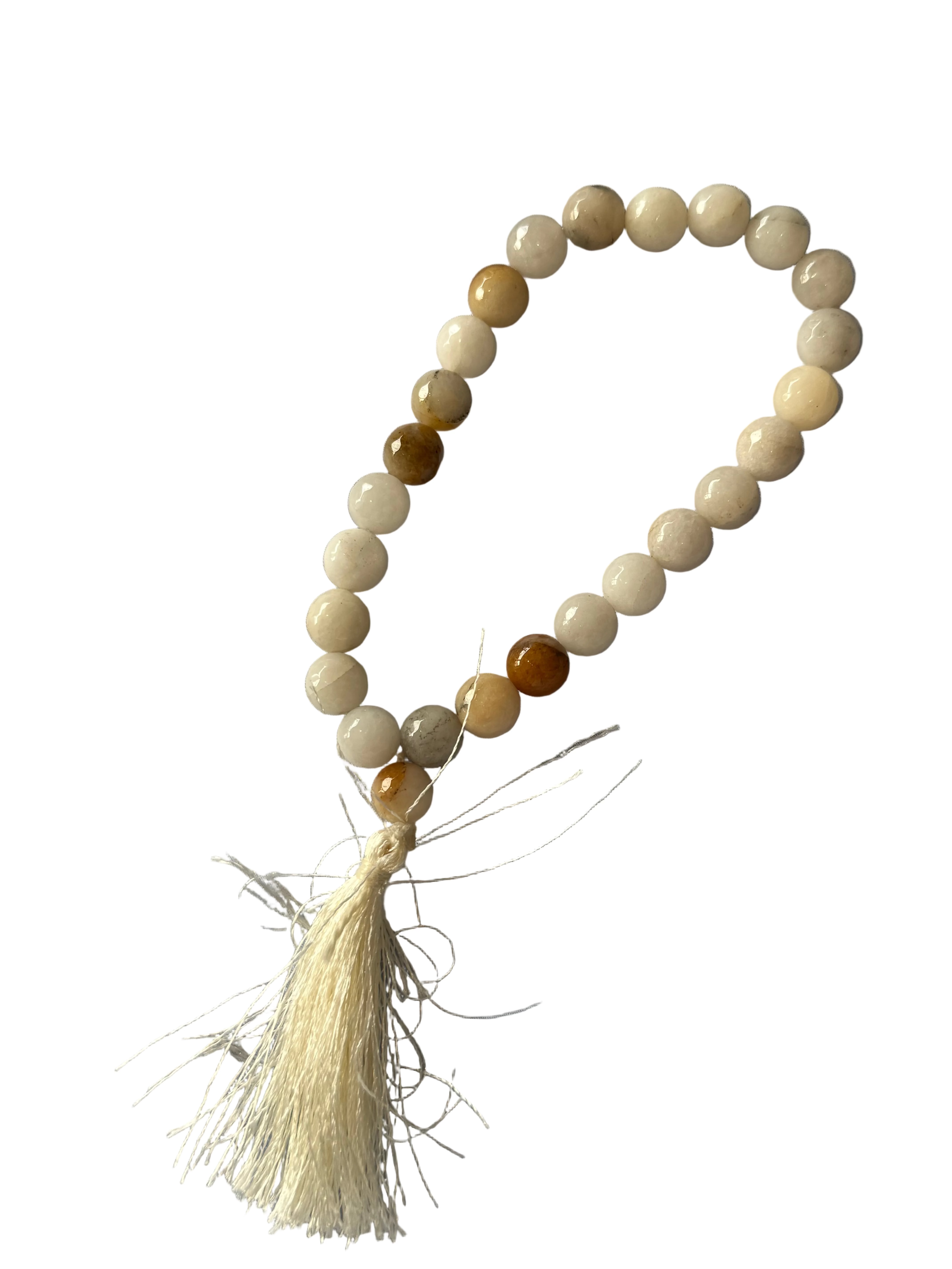 Cream & Brown Bead Mala – 26 Beads