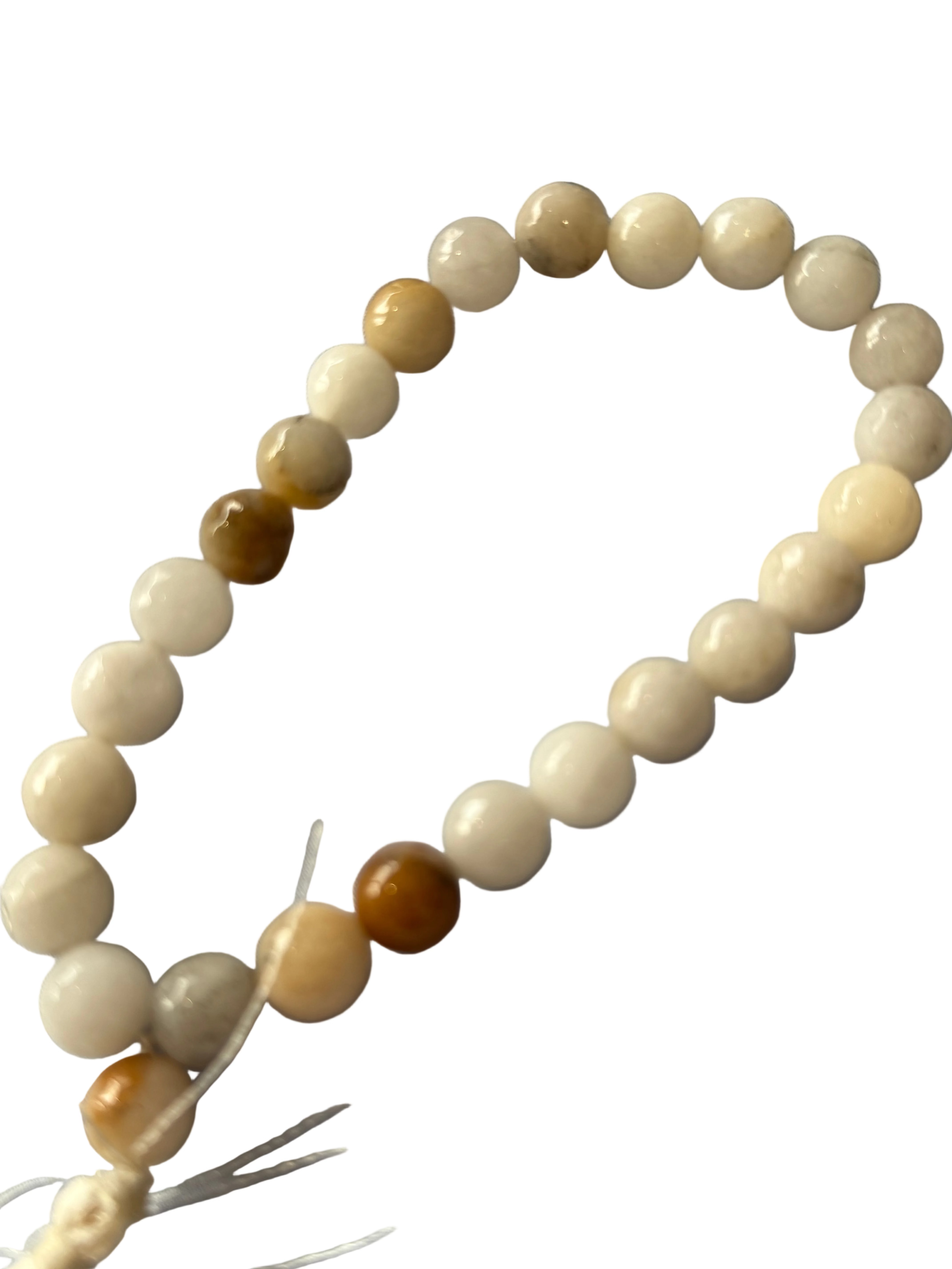 Cream & Brown Bead Mala – 26 Beads