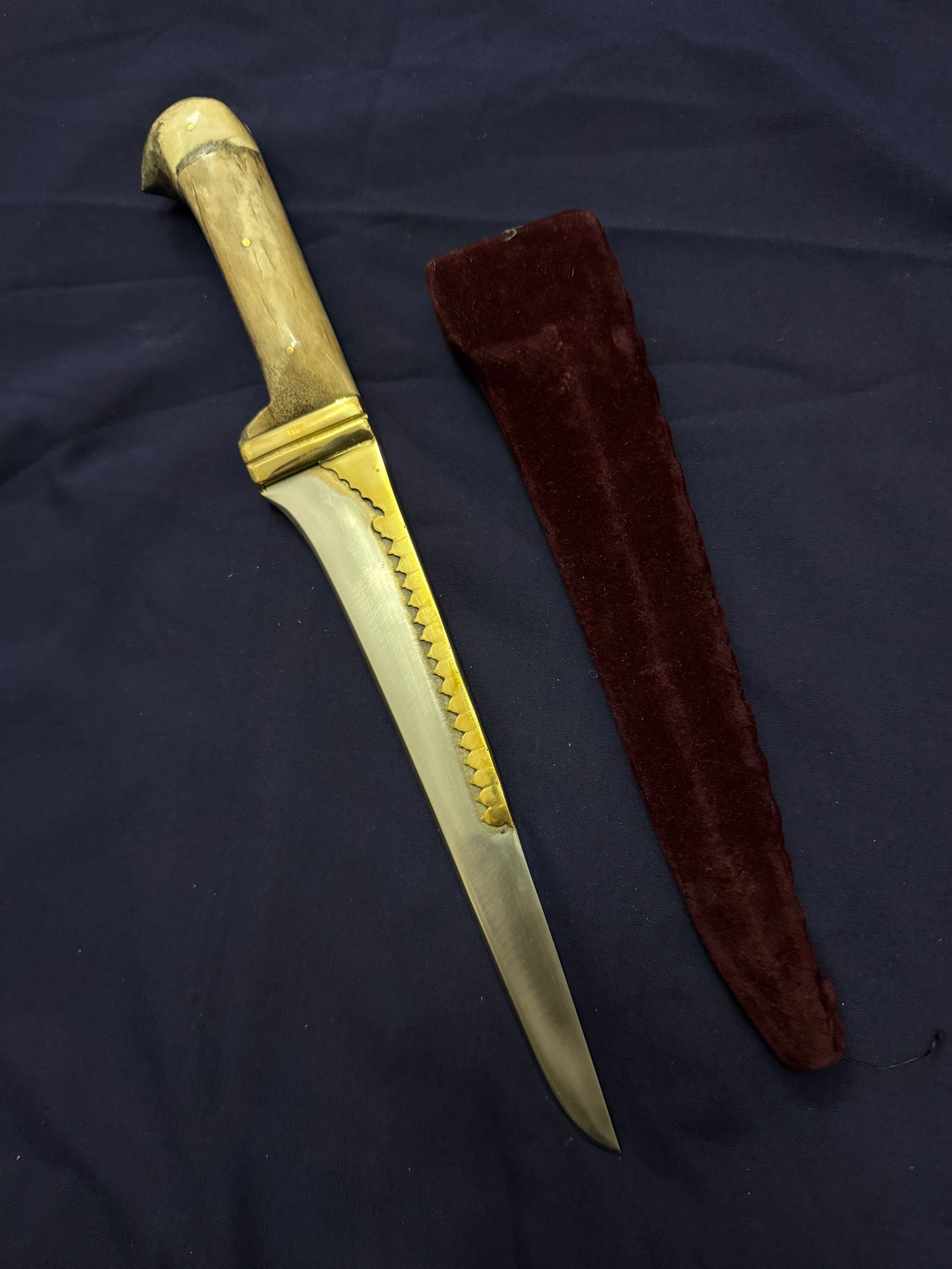13" Bone Handle Velvet Khanjar (Maroon)