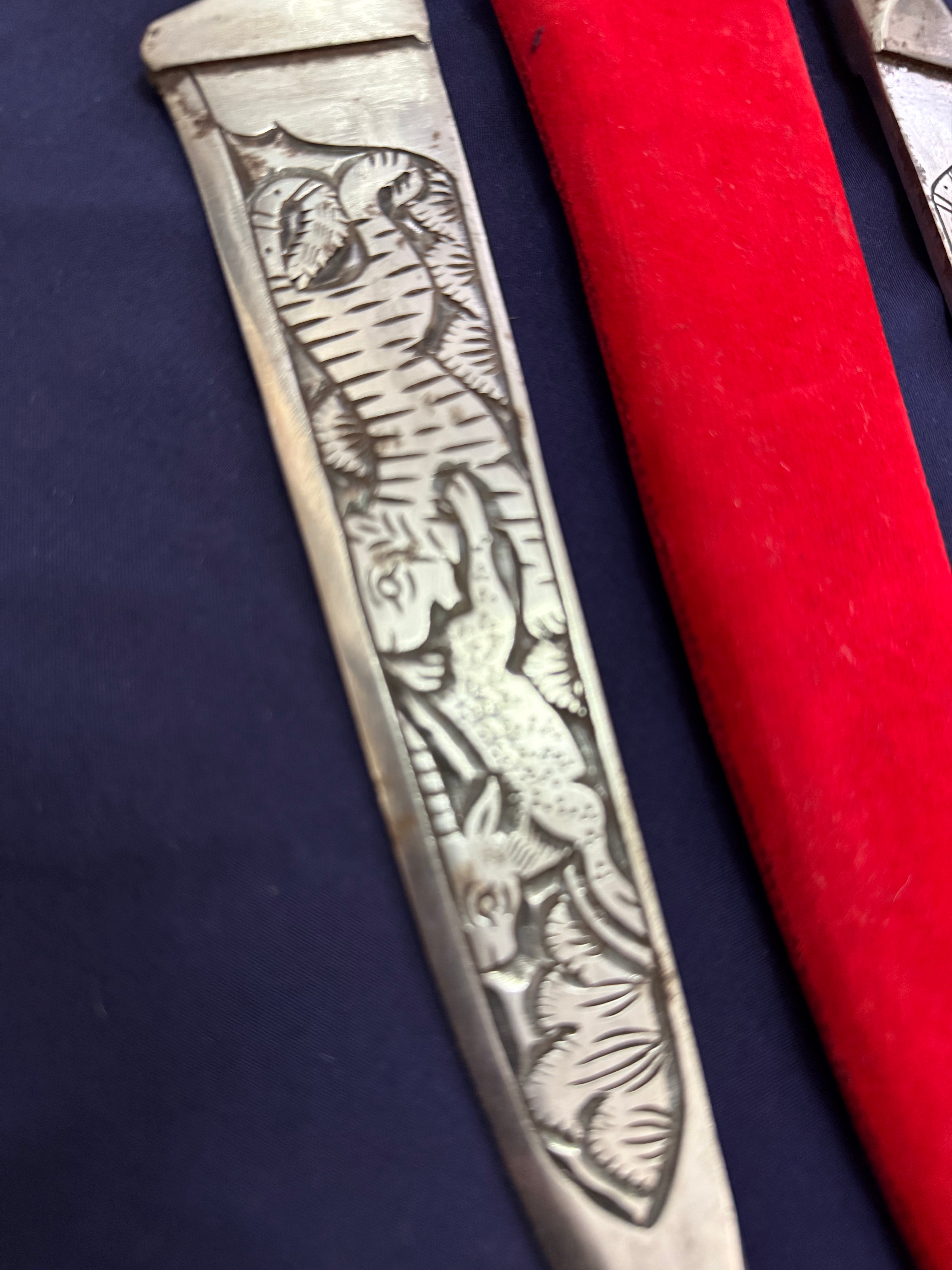 Red Pesh Kabz with detailed blade work