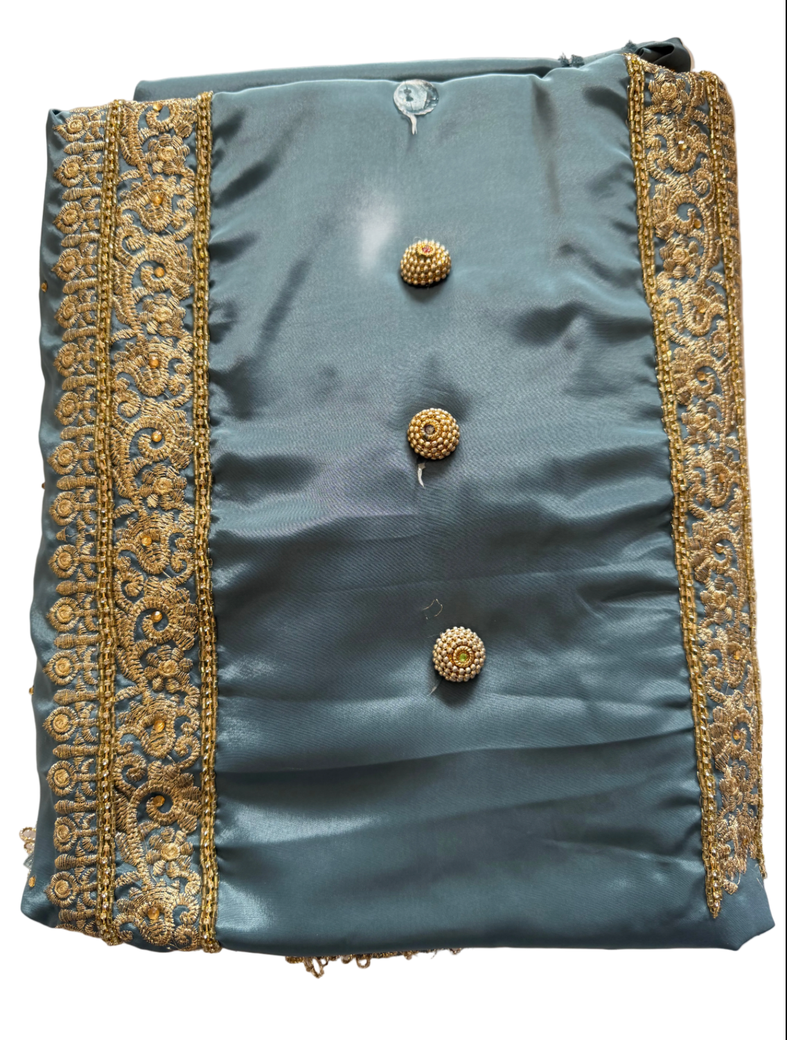Grey and Gold Crape unstitched Suit