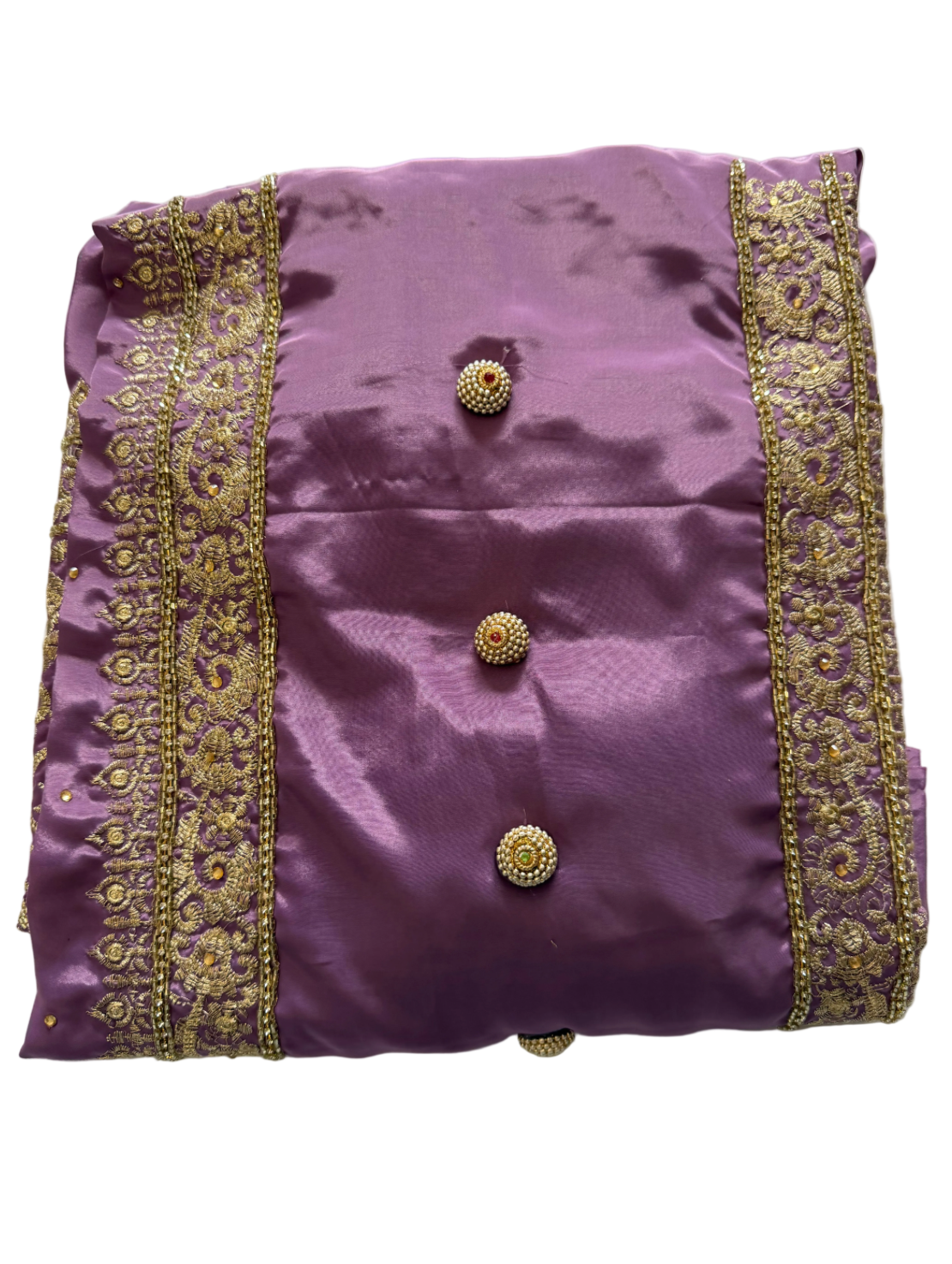 Purple & Gold Crape unstitched Suit
