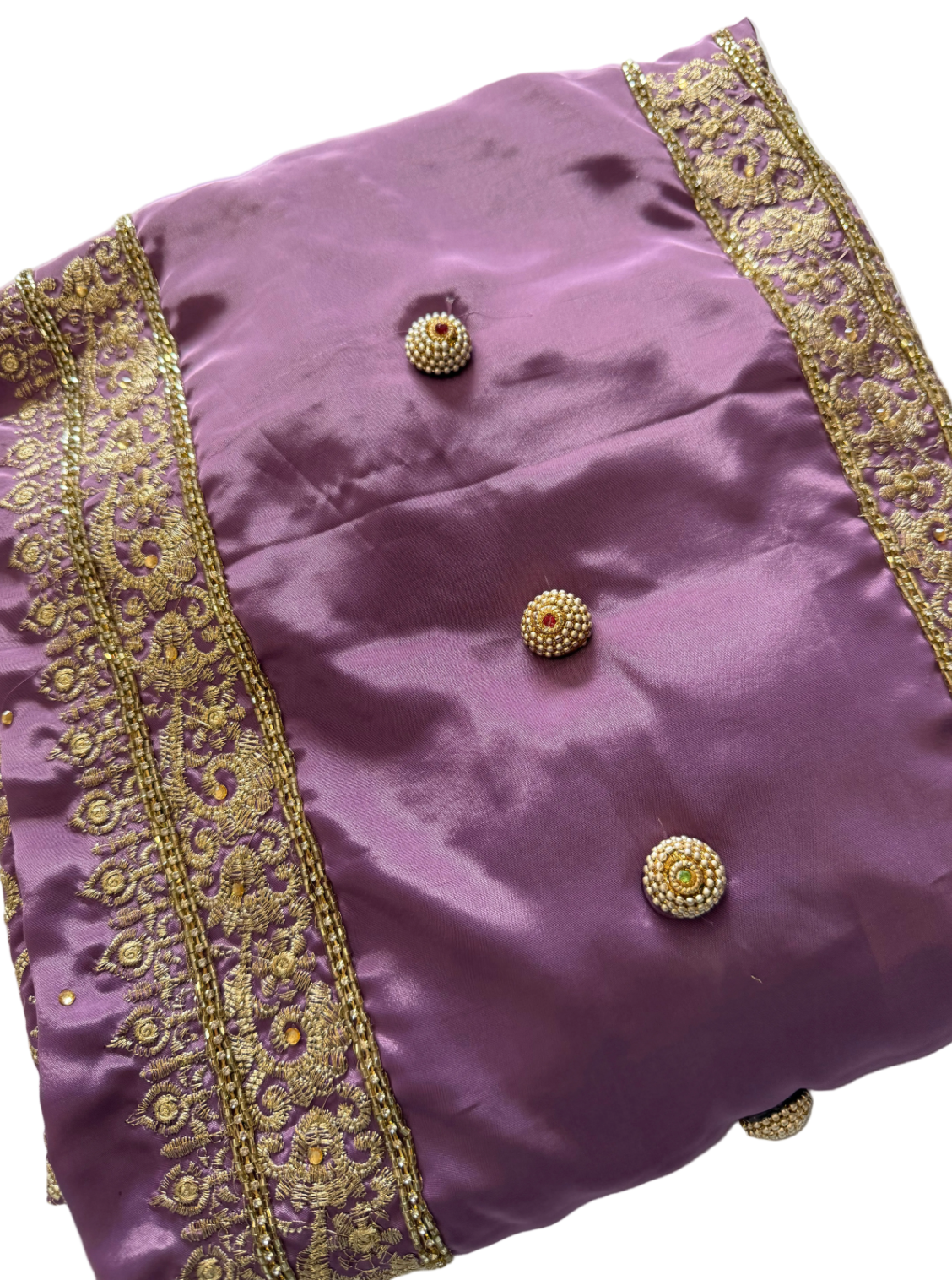 Purple & Gold Crape unstitched Suit