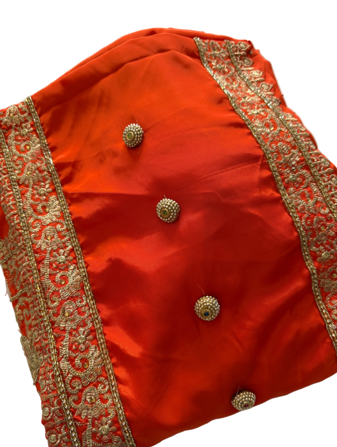 Orange & Gold Crape unstitched Suit