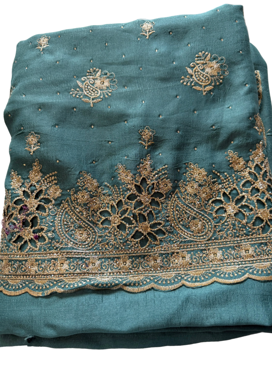 Green Gold Kadai Unstitched Suit