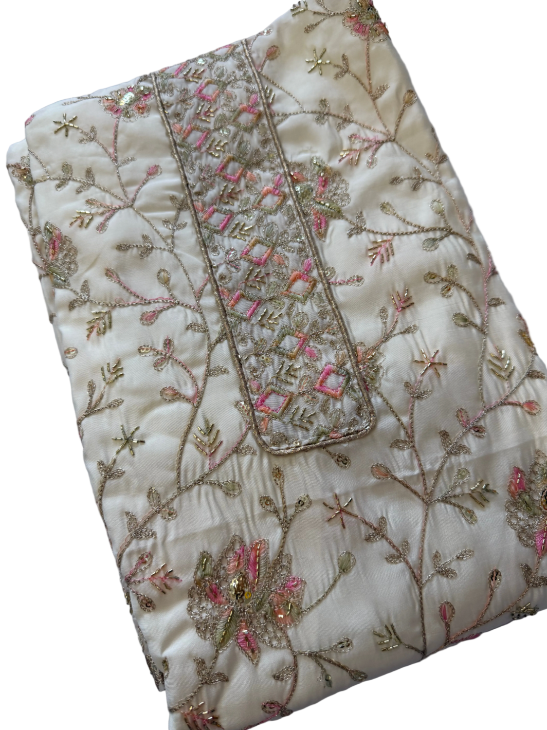 White Cotton  Unstitched Suit