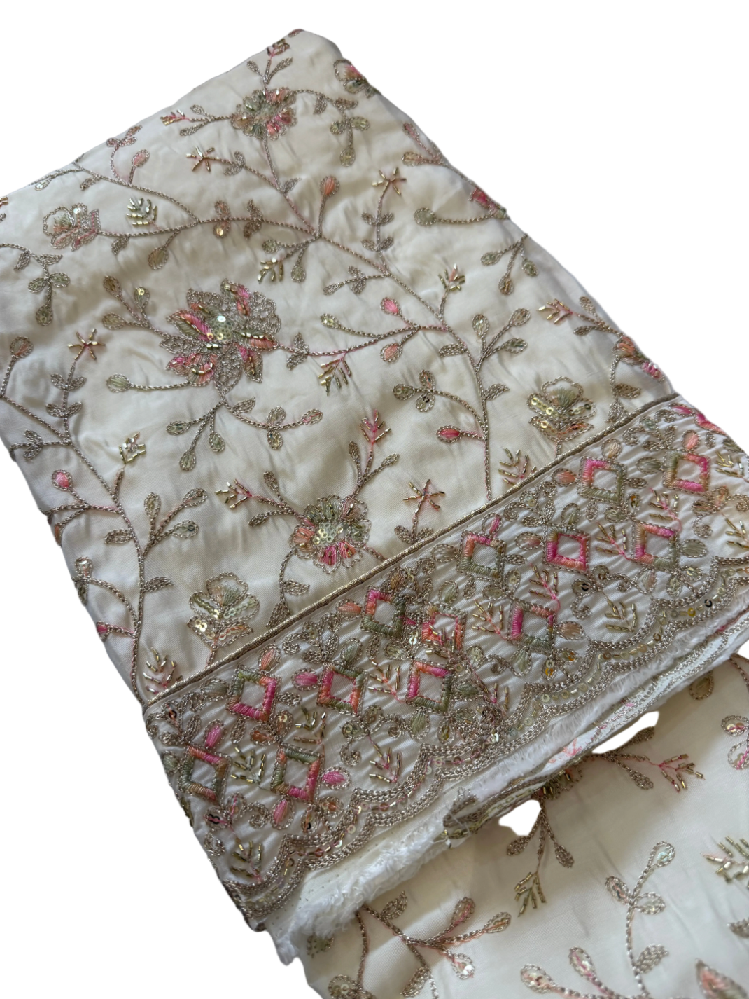 White Cotton  Unstitched Suit