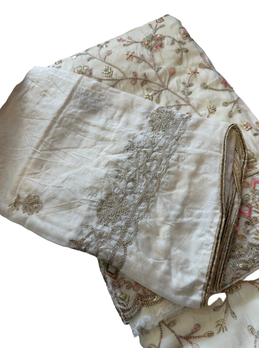 White Cotton  Unstitched Suit