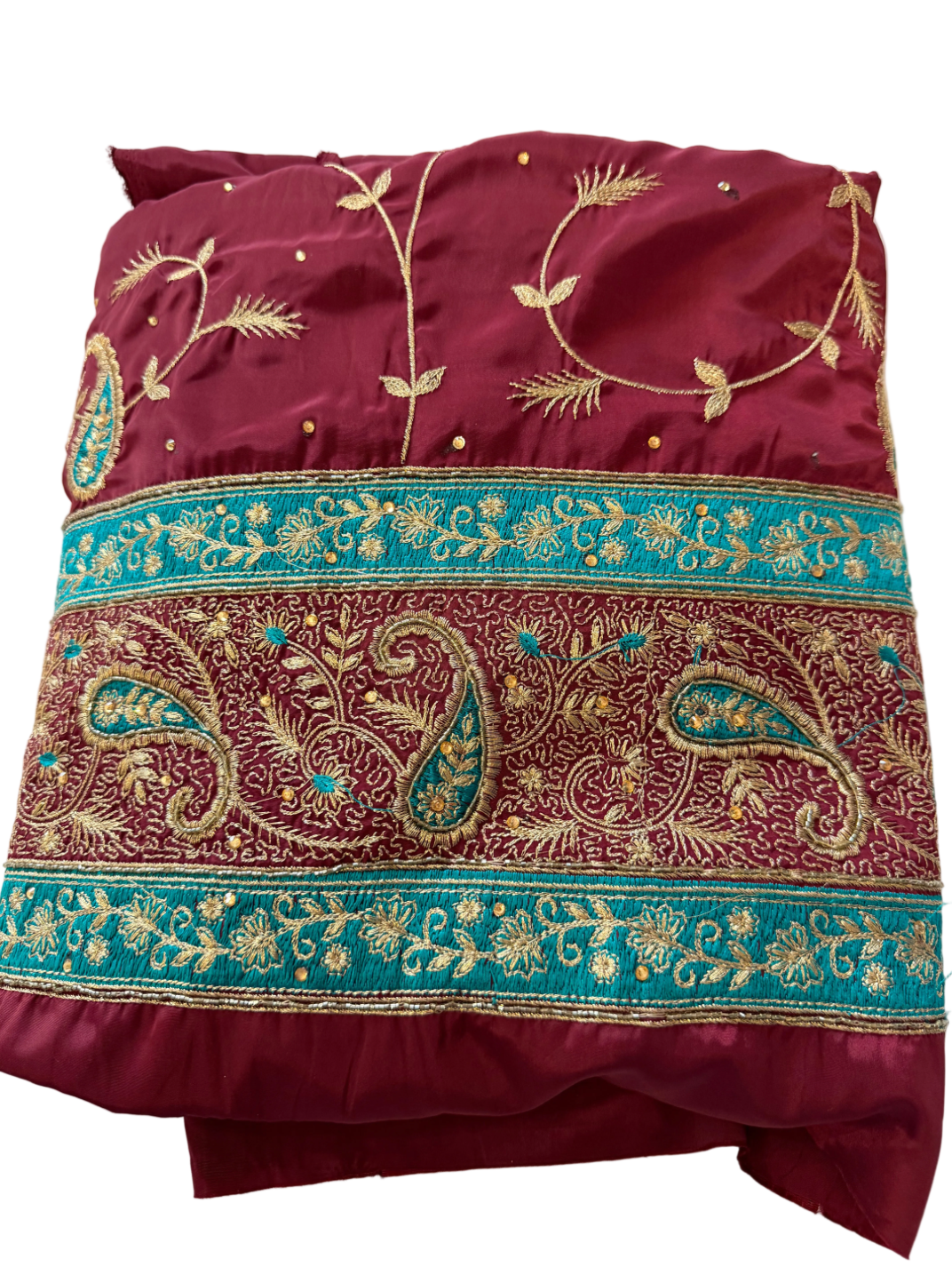 Red and Blue Silk unstitched suit