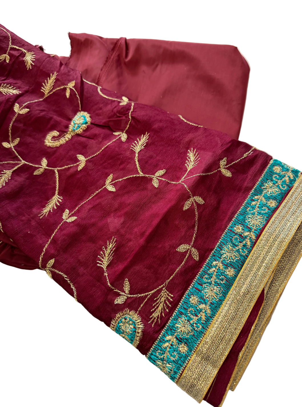 Red and Blue Silk unstitched suit